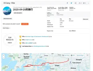 20250920 嘉定江桥<--->江苏吴江区太湖 往返160KM骑行小记